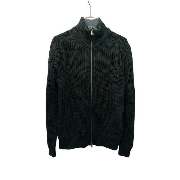 Alex Mill Wright Cardigan Chunky Cotton Dark Spruce Green Full Dbl Zip Small NWT - Picture 2 of 9